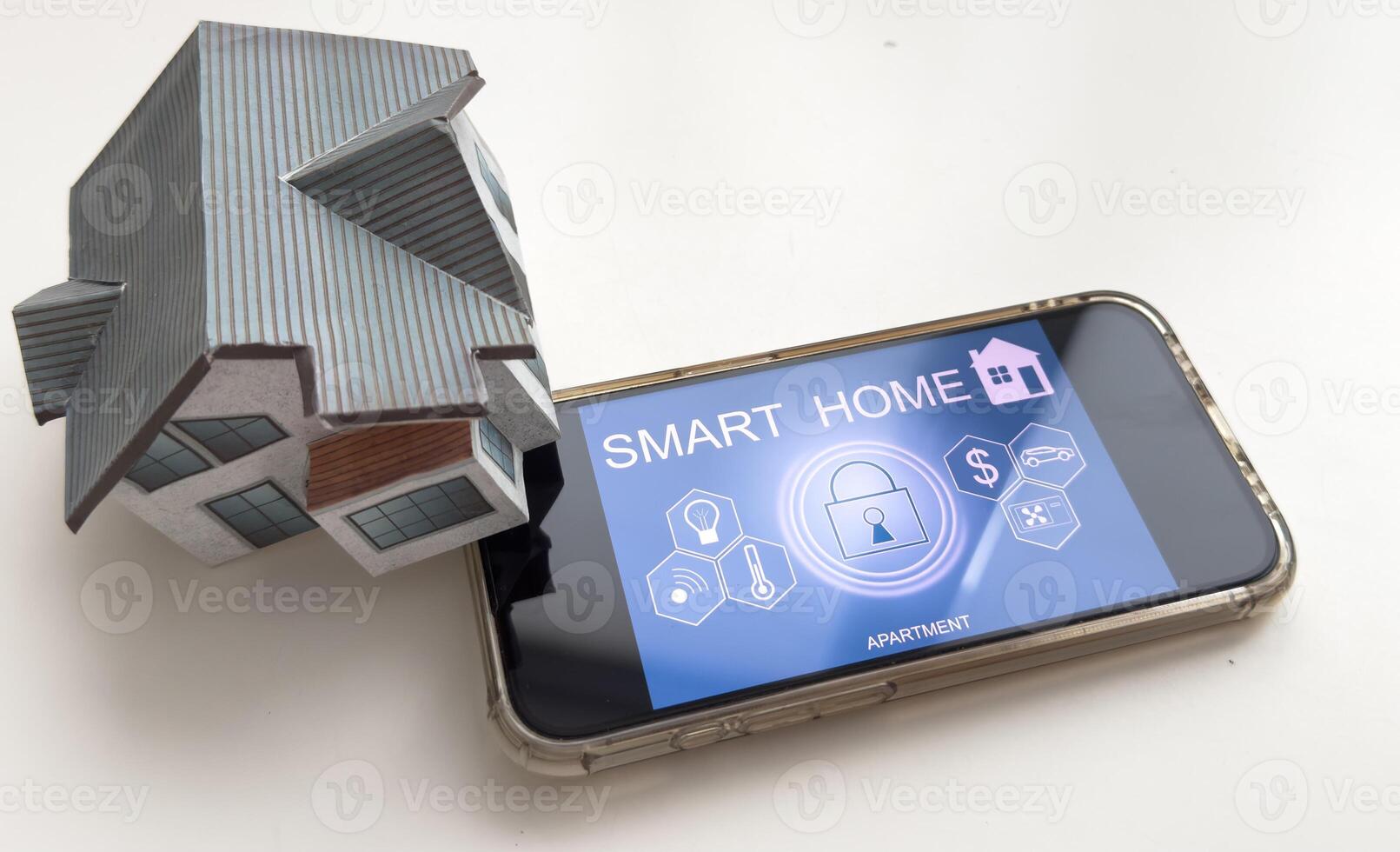 remotely futuristic depiction of smart home technology, security and home appliances, concept of integrated smart home system, IoT, automation and household management concept photo