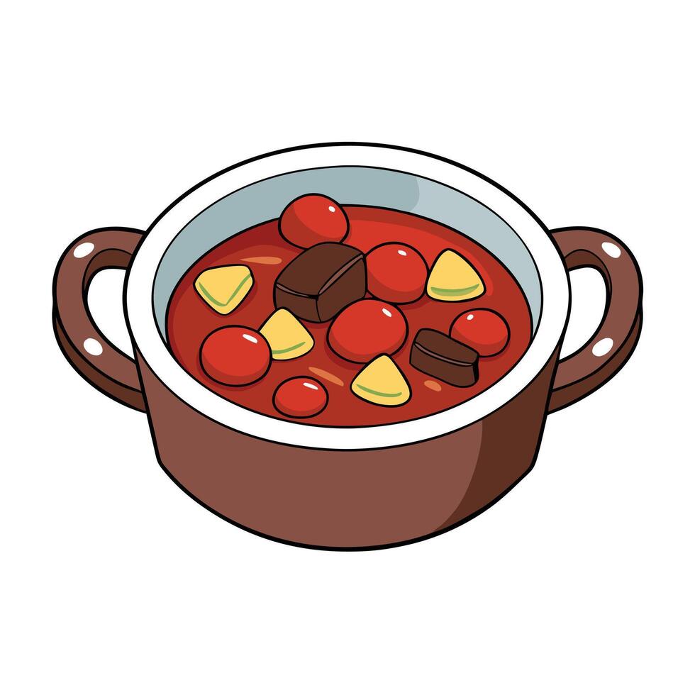 Beef Bourguignon A stew made of beef braised in red wine often red Burgundy and beef broth vector
