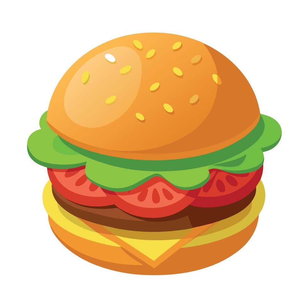 Hamburger with vegetables on plate. isolated on transparent background. file. professional studio ph vector
