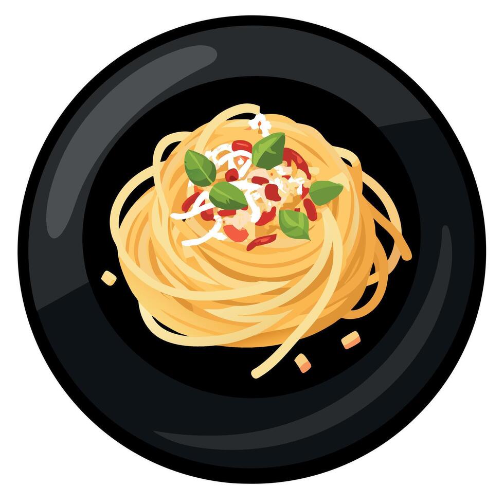 A mouth-watering close-up shot of a fork spearing a single spaghetti noodle. coated in the creamy ca vector
