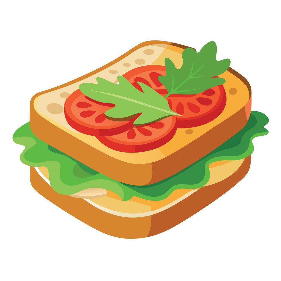 Delicious sandwich featuring crispy bacon. fresh tomatoes. and arugula on toasted bread. perfect for vector