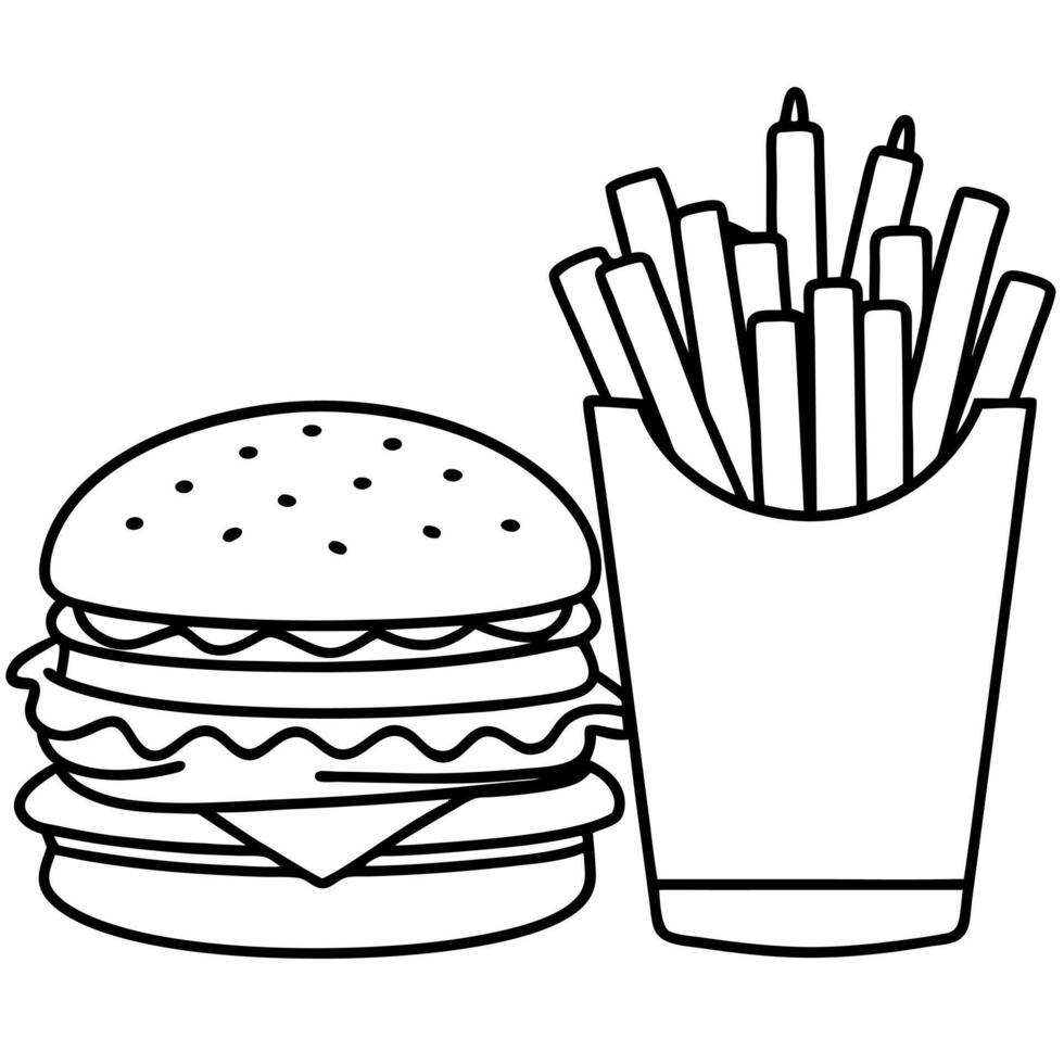 Double Cheeseburger with Fries and a Glass of Cola. fast food . burger . meal . american food vector