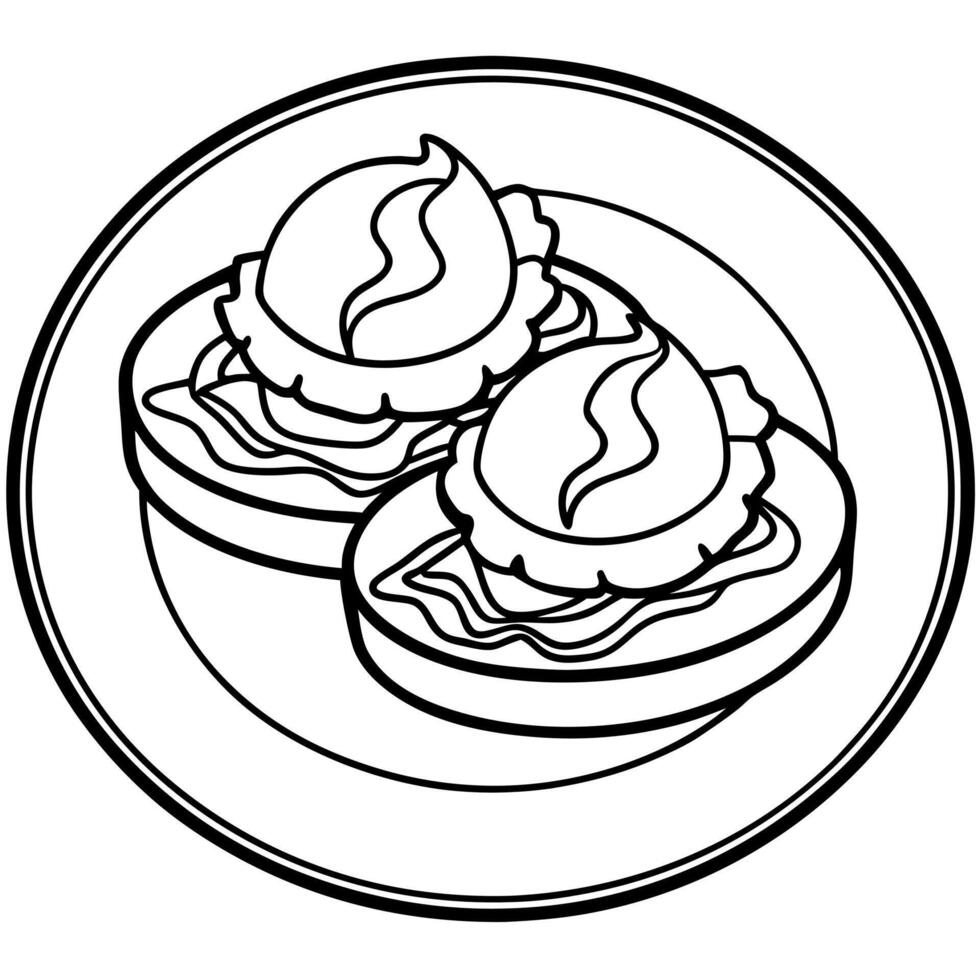 Gourmet Eggs Benedict with Poached Eggs. Canadian Bacon. and Hollandaise Sauce on English Muffins vector
