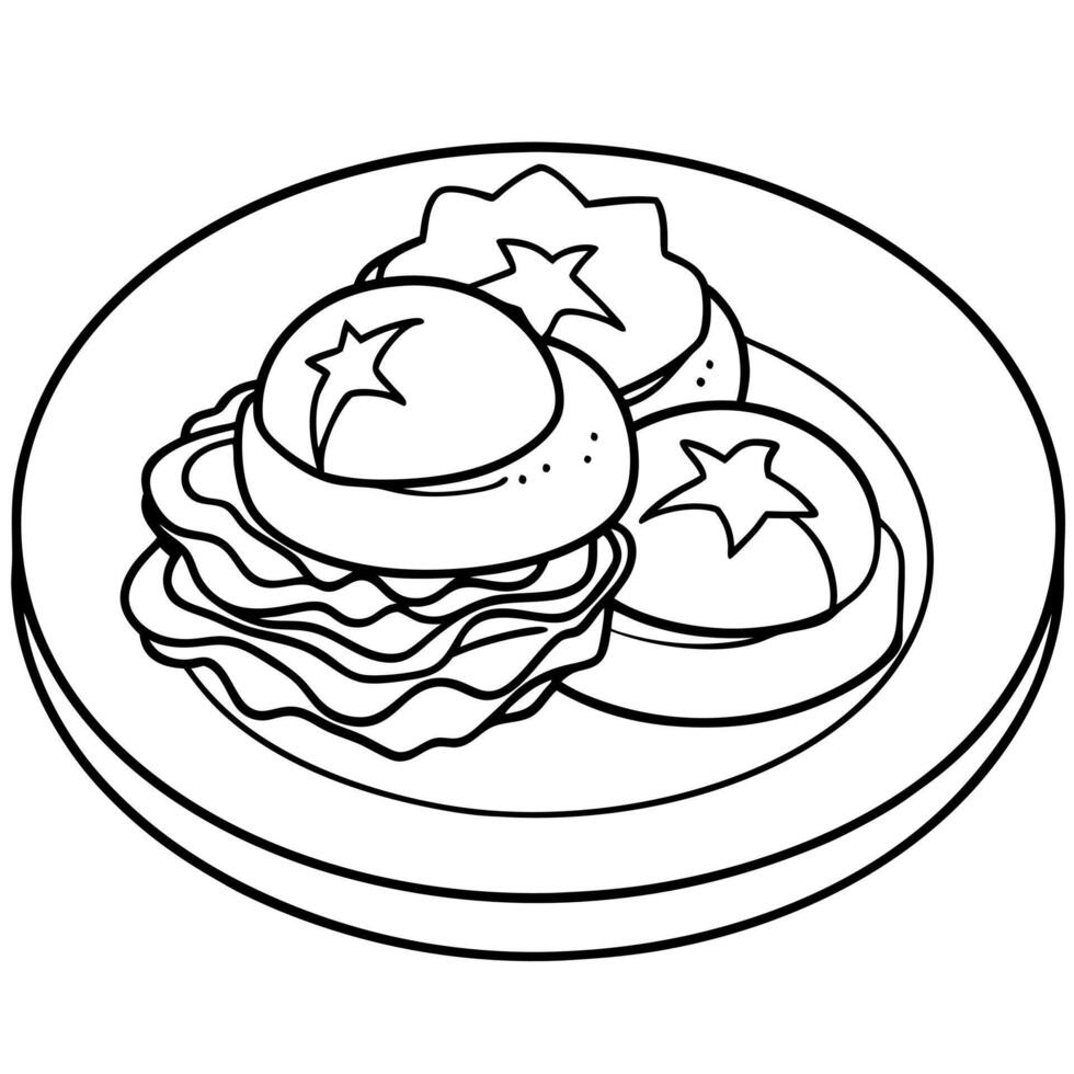 Delicious Eggs Benedict with Poached Eggs. Canadian Bacon. and Hollandaise Sauce on English Muffins vector