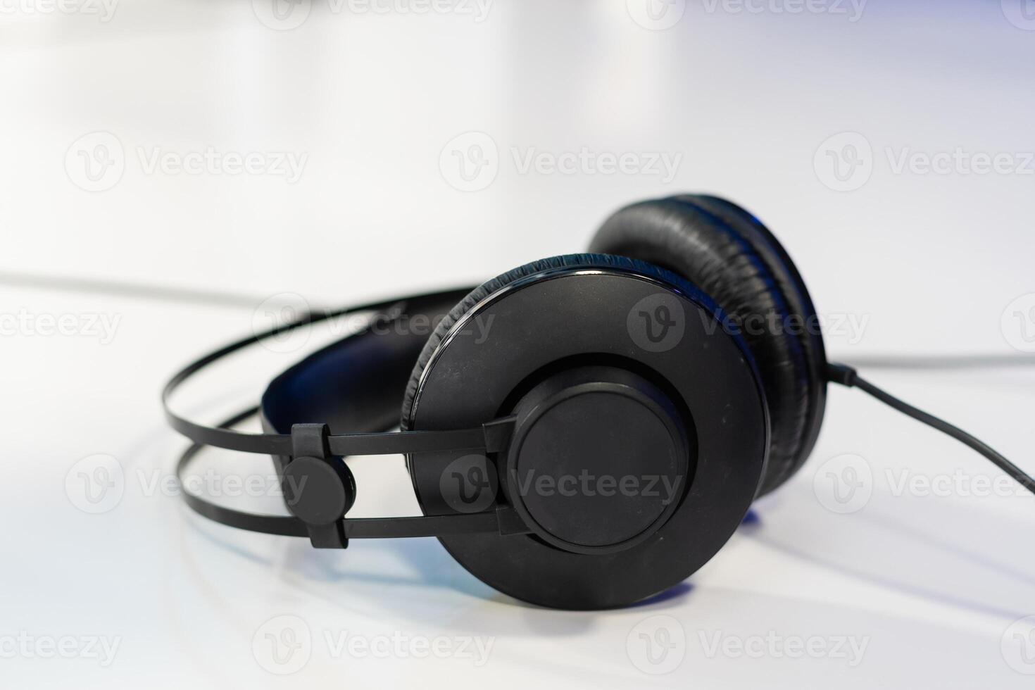 microphone and headphones. Concept audio and studio recording photo