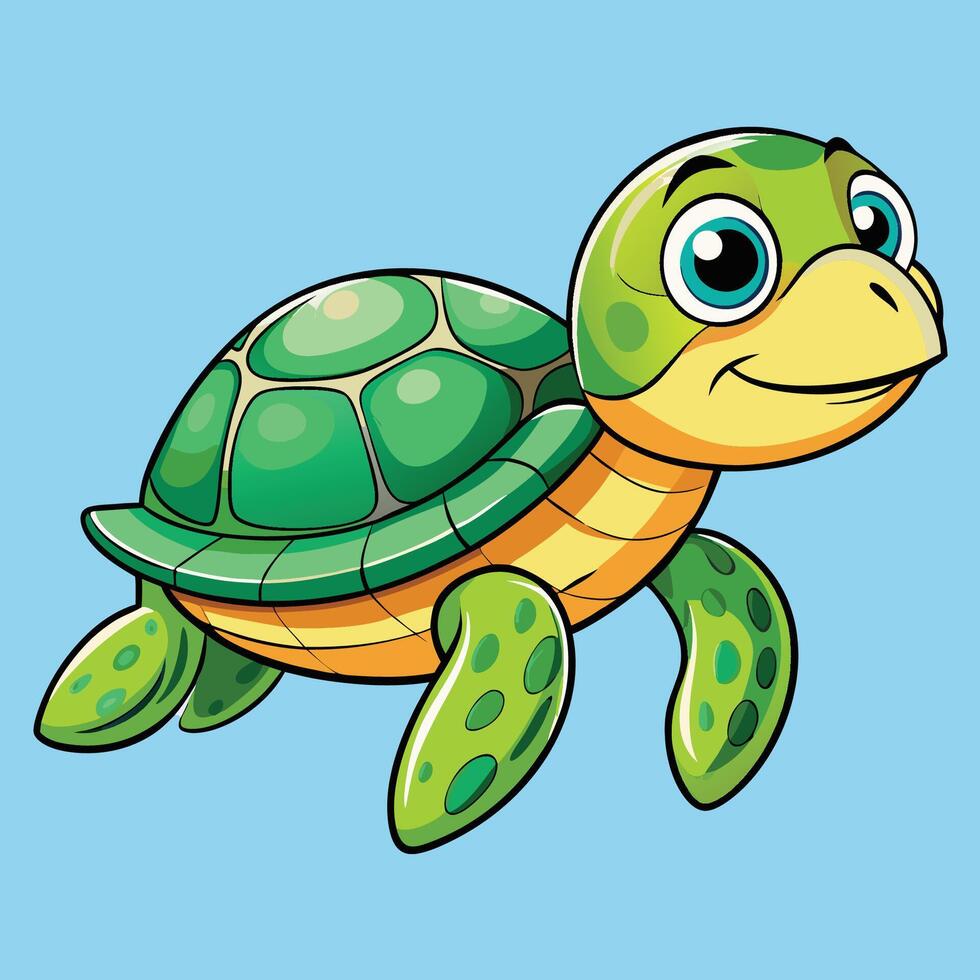 Adorable Turtle Swimming Cartoon Character for Children s Books or Animations vector