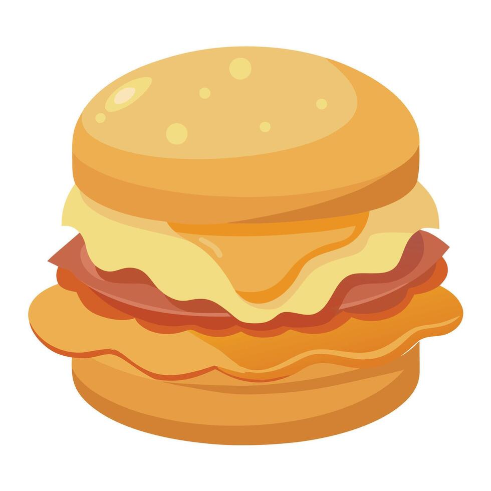 Biscuit sandwich with bacon. egg and cheese vector