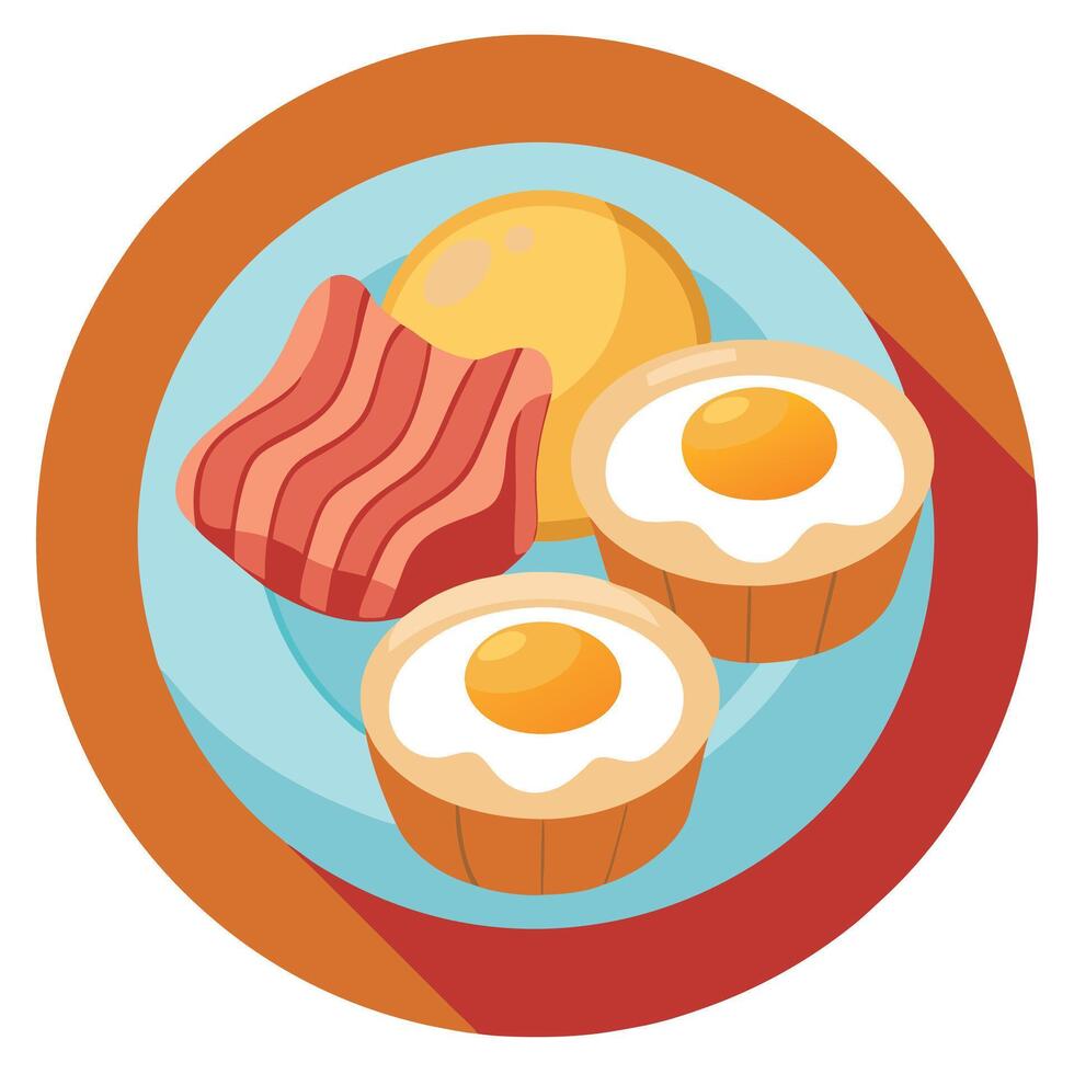 A plate of bacon and cheese egg muffins vector