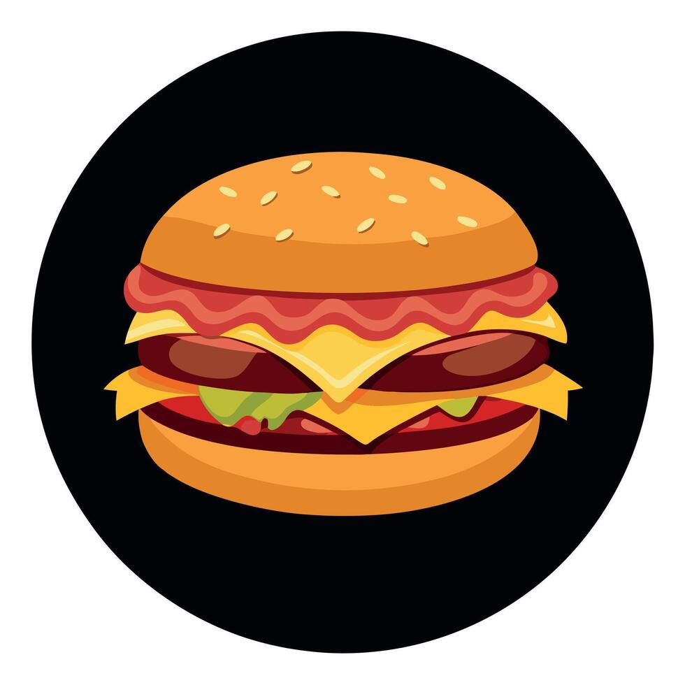 Bacon cheese burger. Burger Dark Background vector