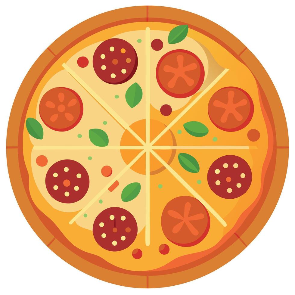 A delicious pizza with various toppings vector