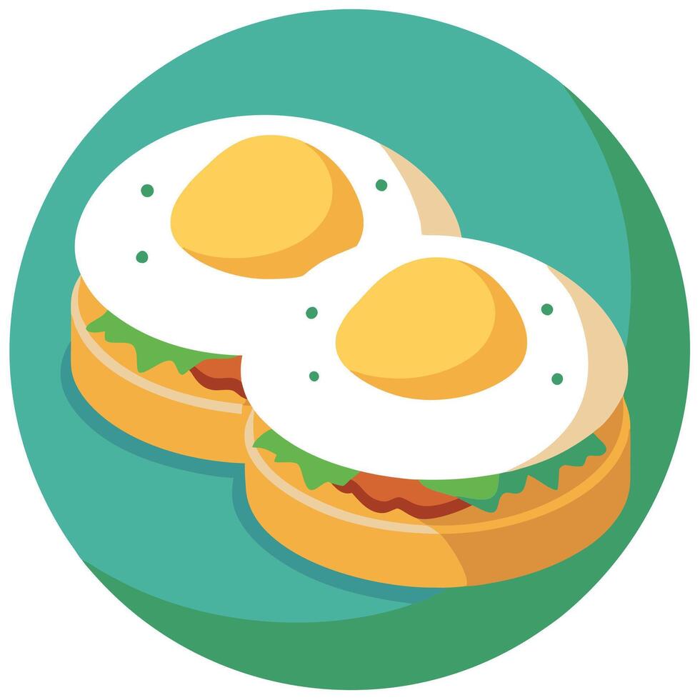 Close-up of poached eggs on english muffins vector