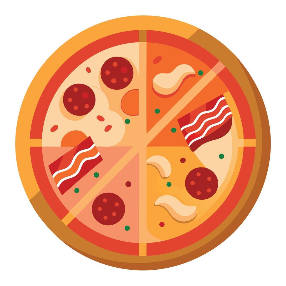Barbecue pizza with bacon chicken and sauce vector