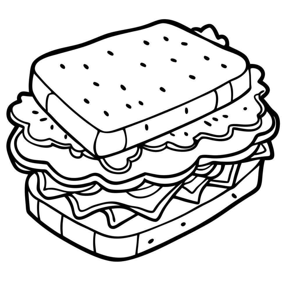 Delicious sandwich with crispy bacon. fresh vegetables. and toasted bread. perfect for a hearty meal vector
