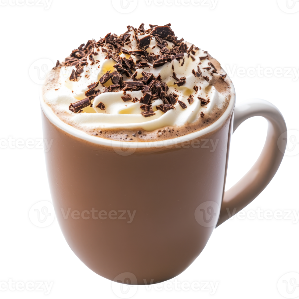 Warm chocolate topped with whipped cream transparent png