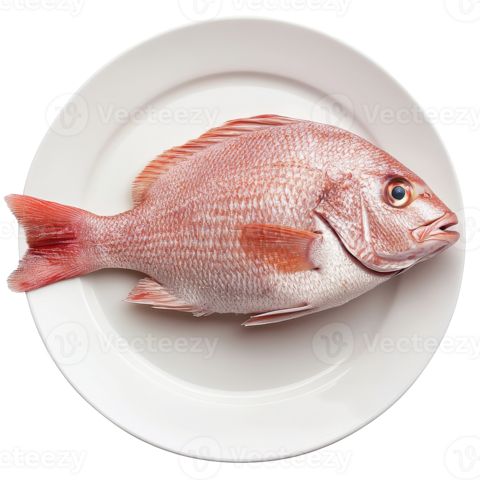 Red snapper on a platter, ready to cook transparent png