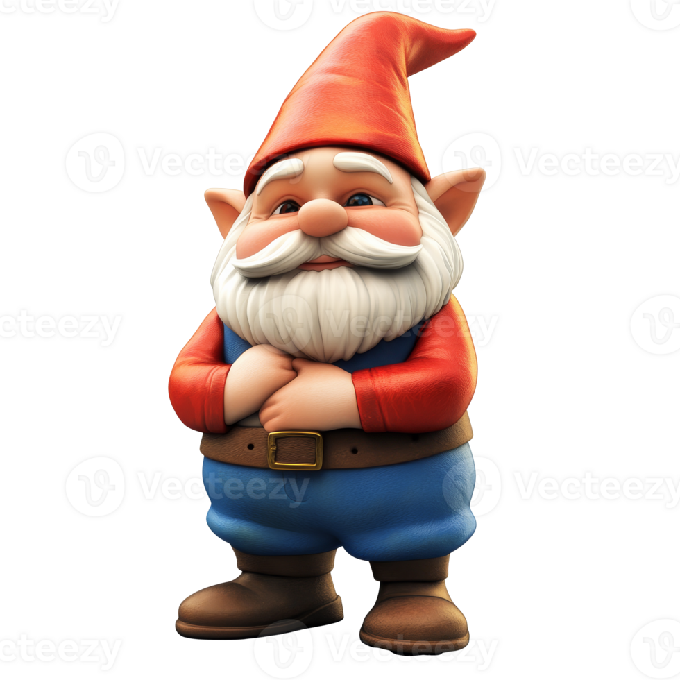 Colorful gnome stands cheerfully outside transparent png