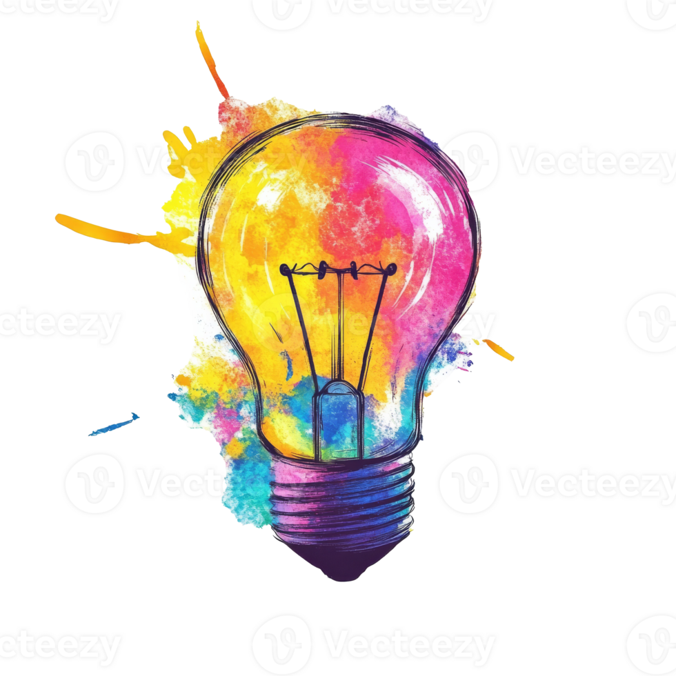 Bright bulb with artistic splash transparent png
