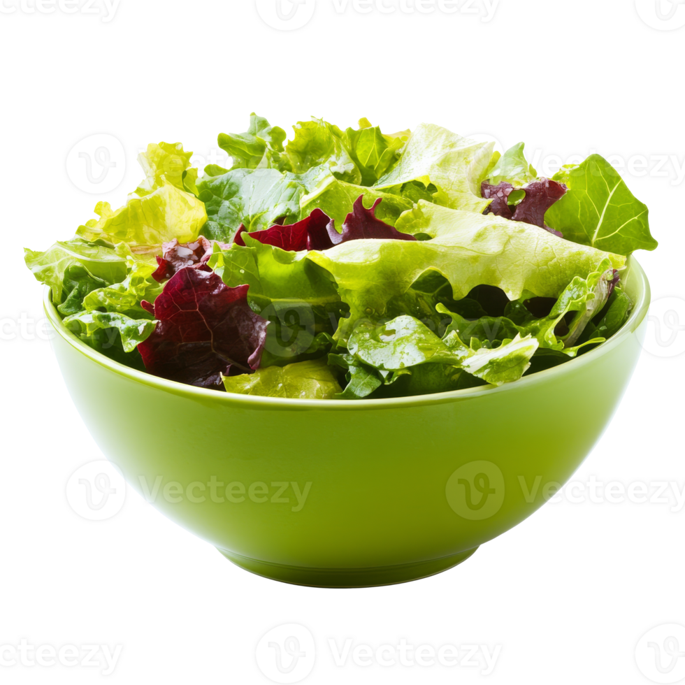 Fresh green salad in a vibrant bowl ready to serve transparent png