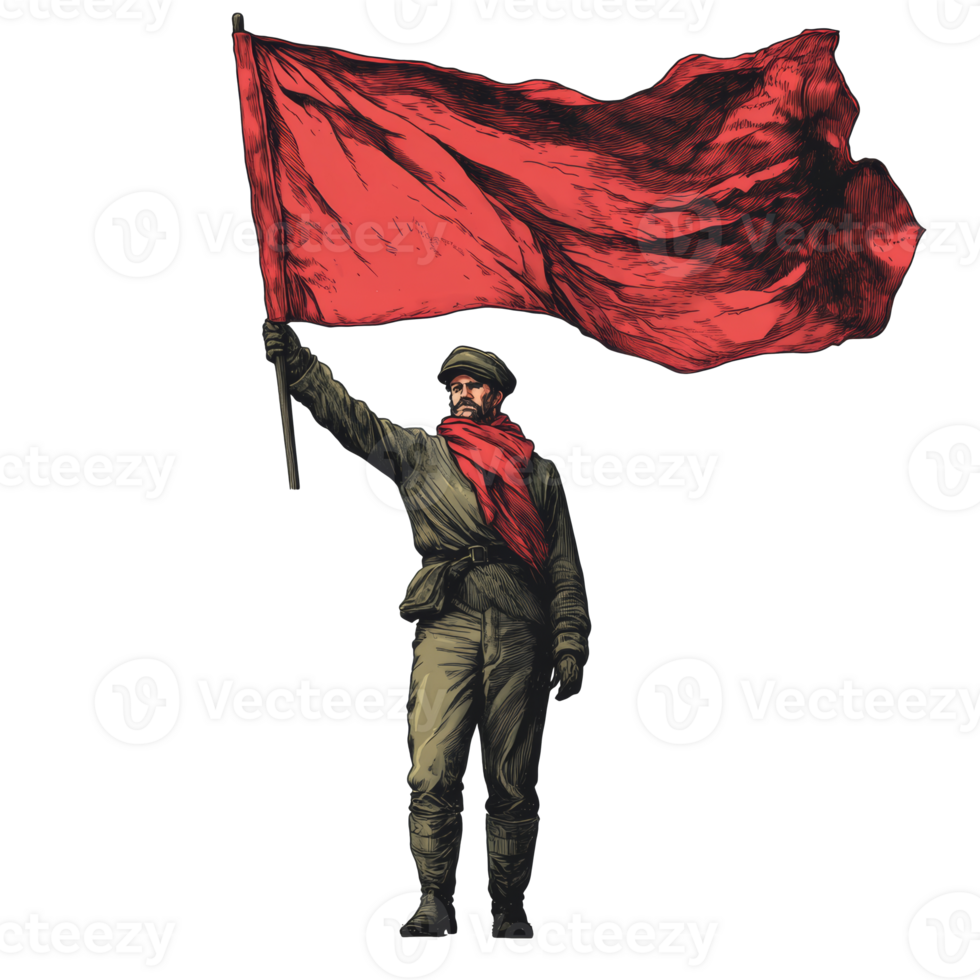 Leader with red flag in solidarity transparent png