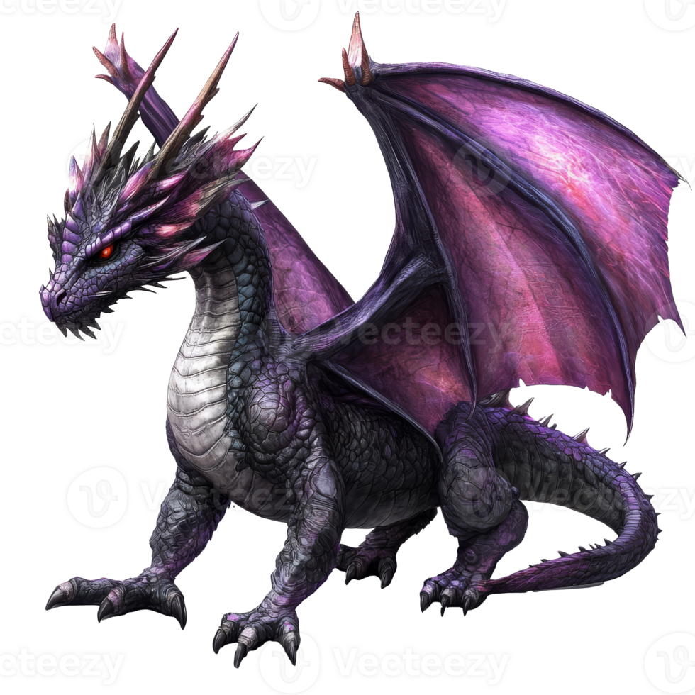 Vibrant purple dragon soaring transparent png