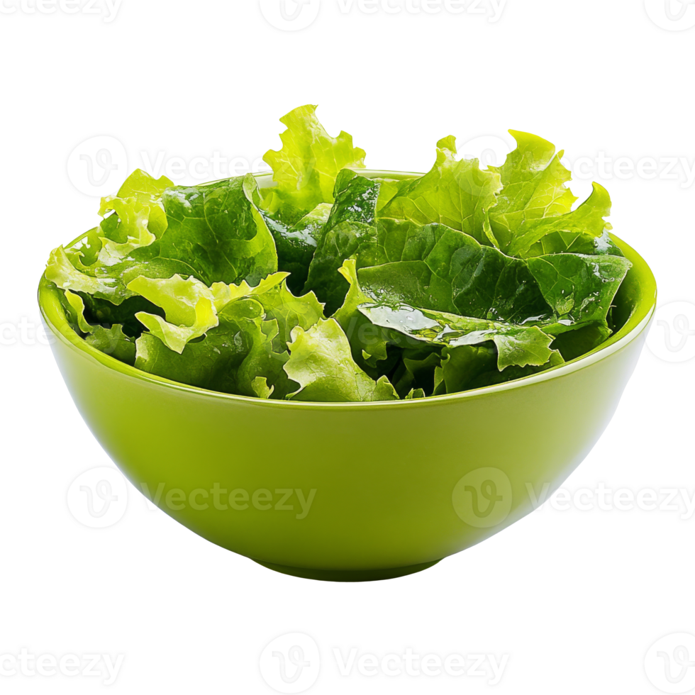 Fresh green lettuce in a bright bowl on display transparent png