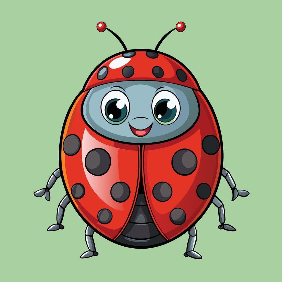 Adorable Ladybug Cartoon Illustration Standing vector