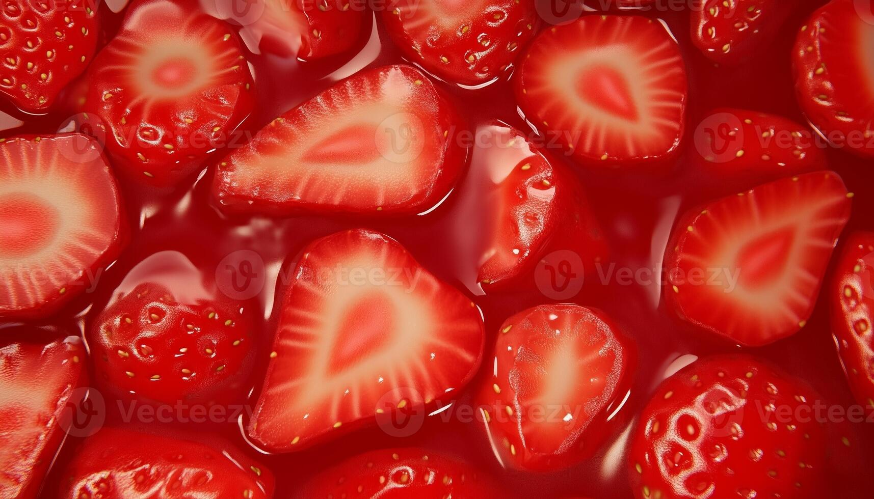 Strawberry slice closeup texture pattern red fruity seamless background photo