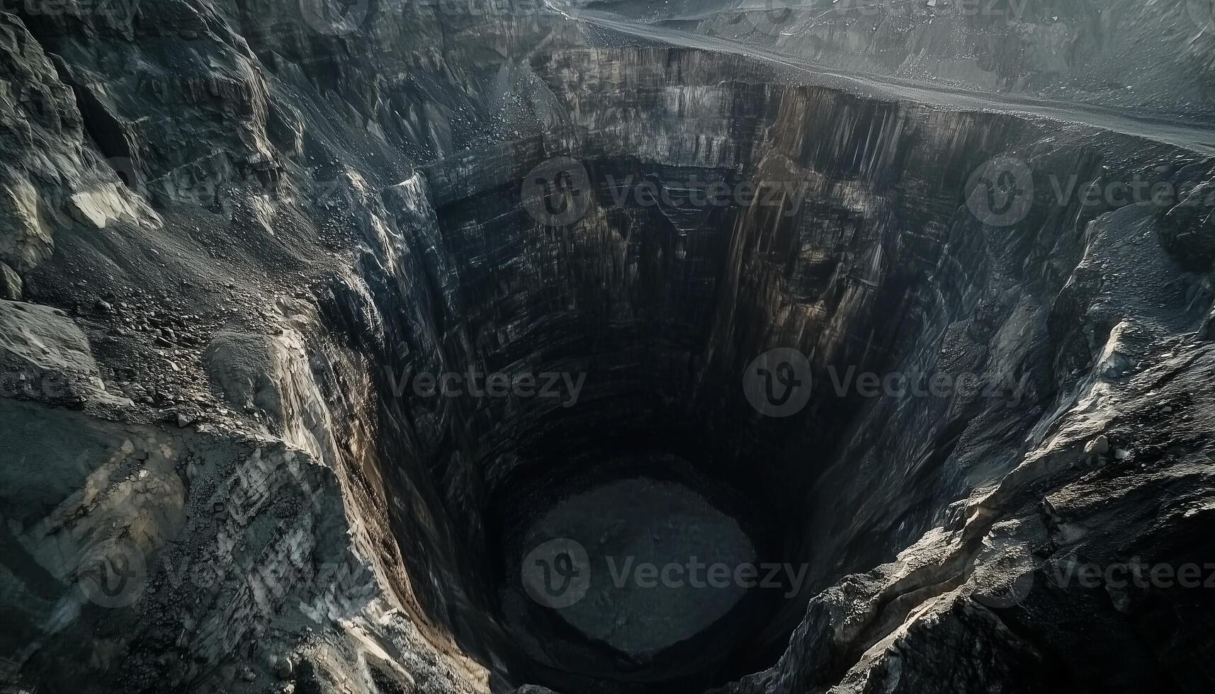 Open pit hole mineral from aerial photo resource mining activity