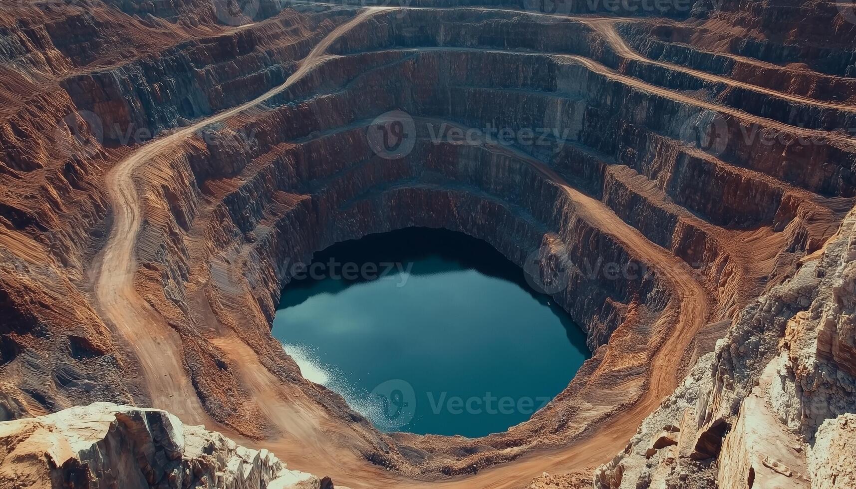 Open pit hole mineral from aerial photo resource mining activity
