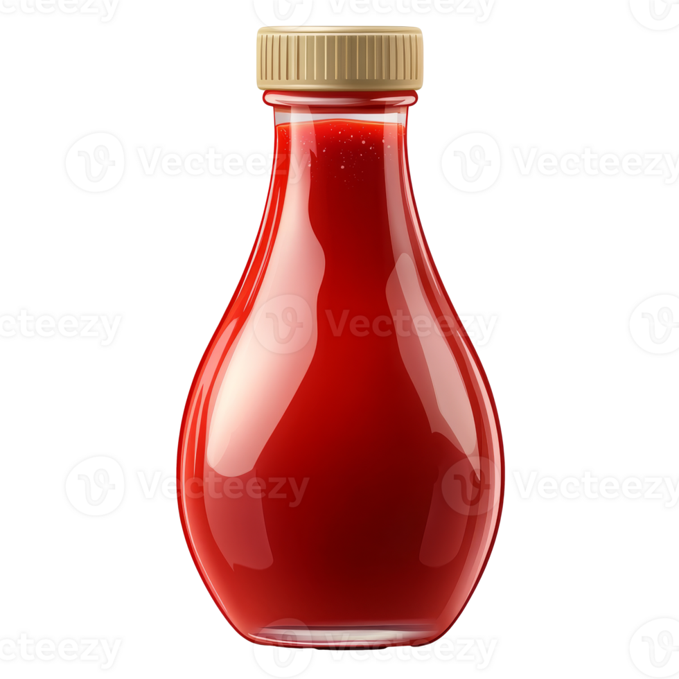 Bright red ketchup bottle on a clean surface transparent png