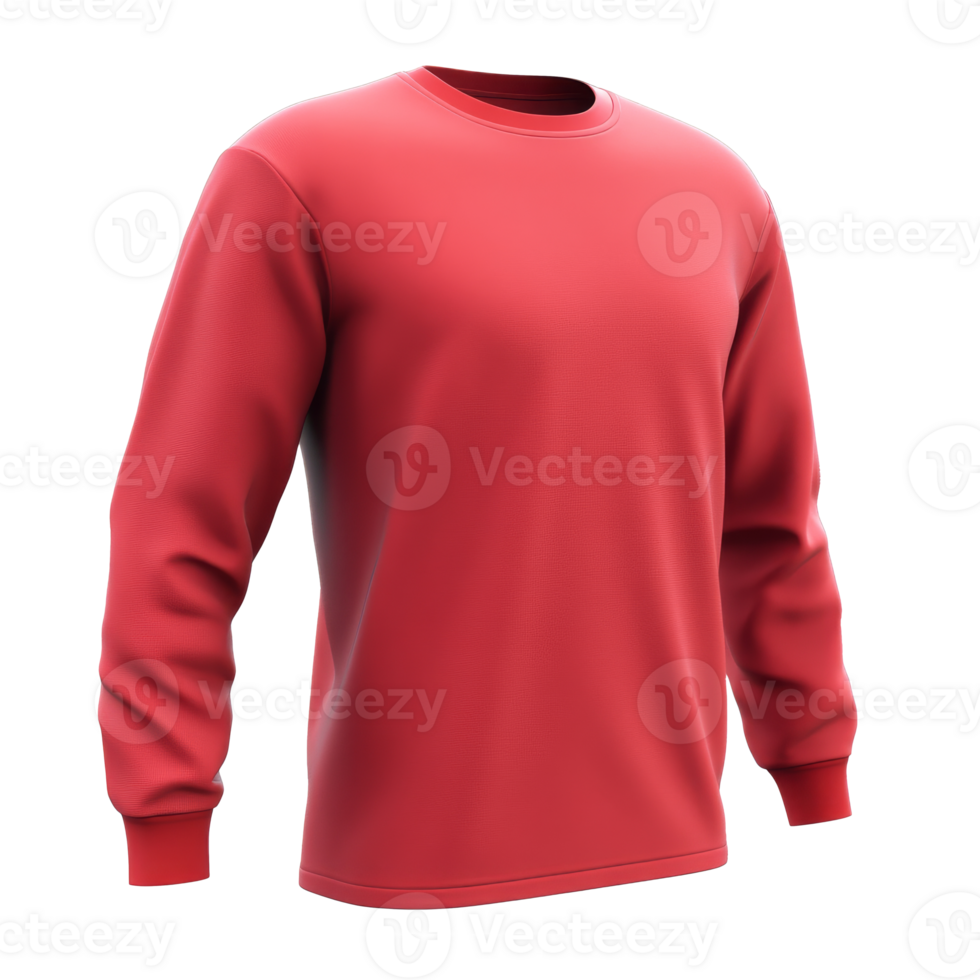 Bright red crewneck sweatshirt on a plain backdrop transparent png