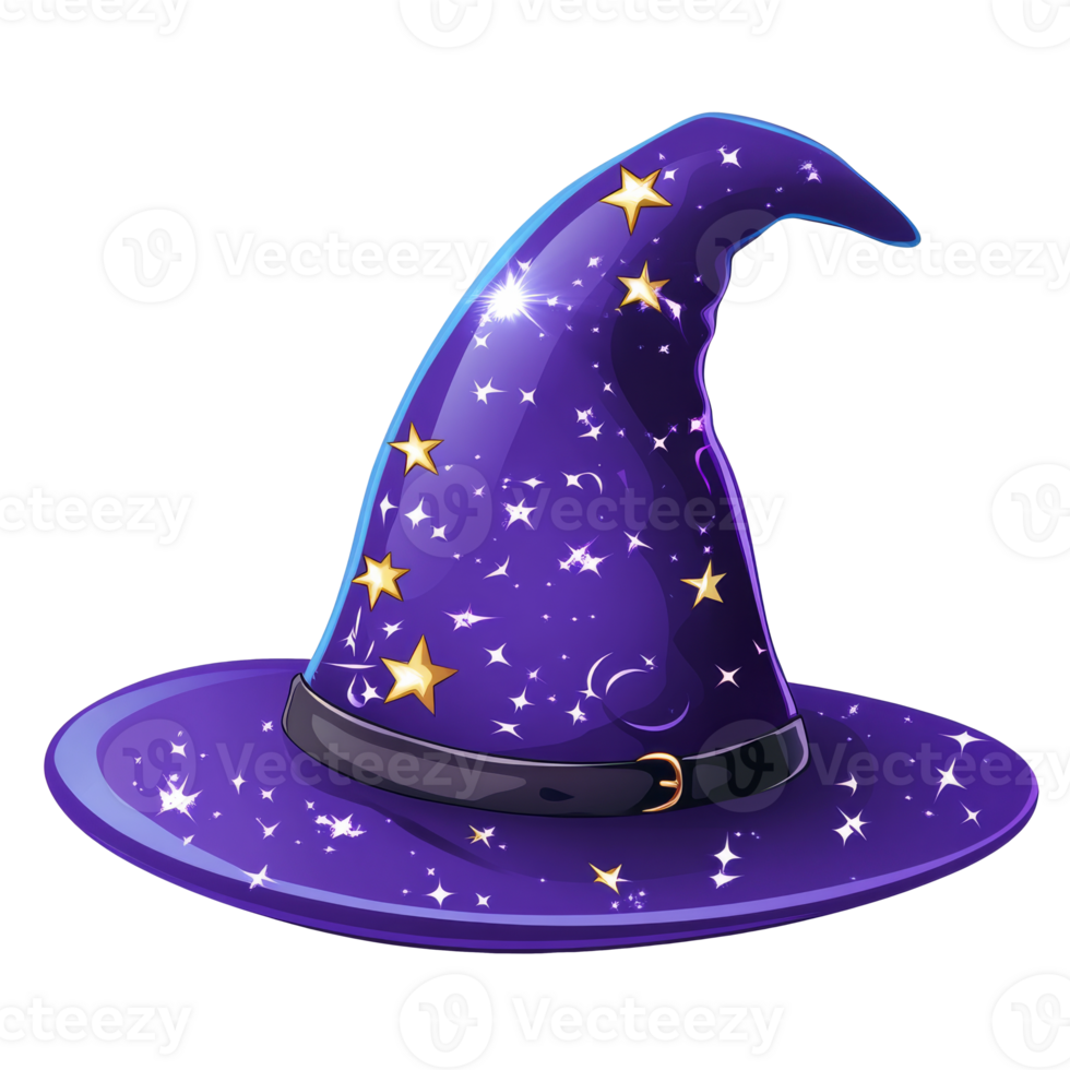 Colorful wizard hat with stars on display transparent png