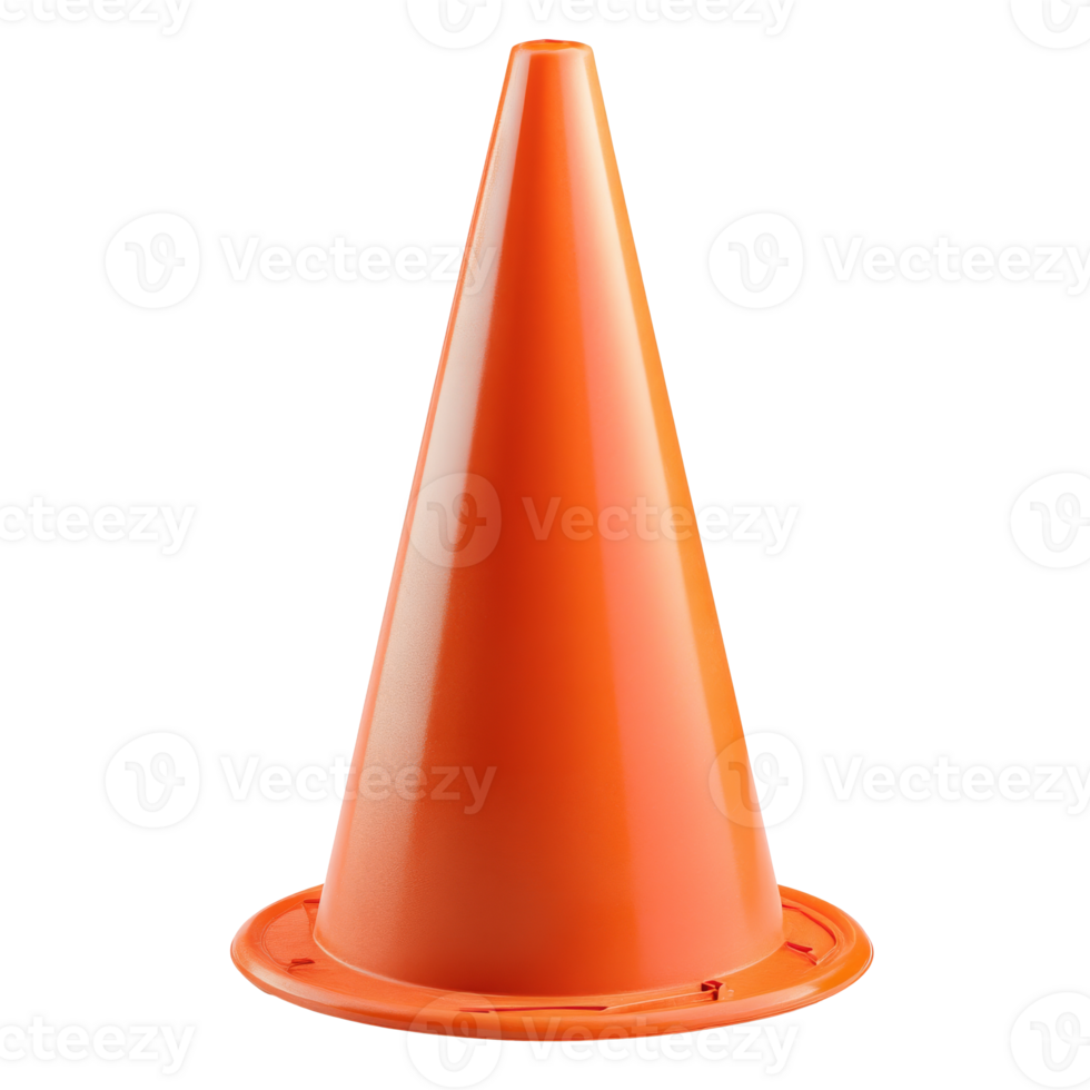 Orange traffic cone on flat surface transparent png