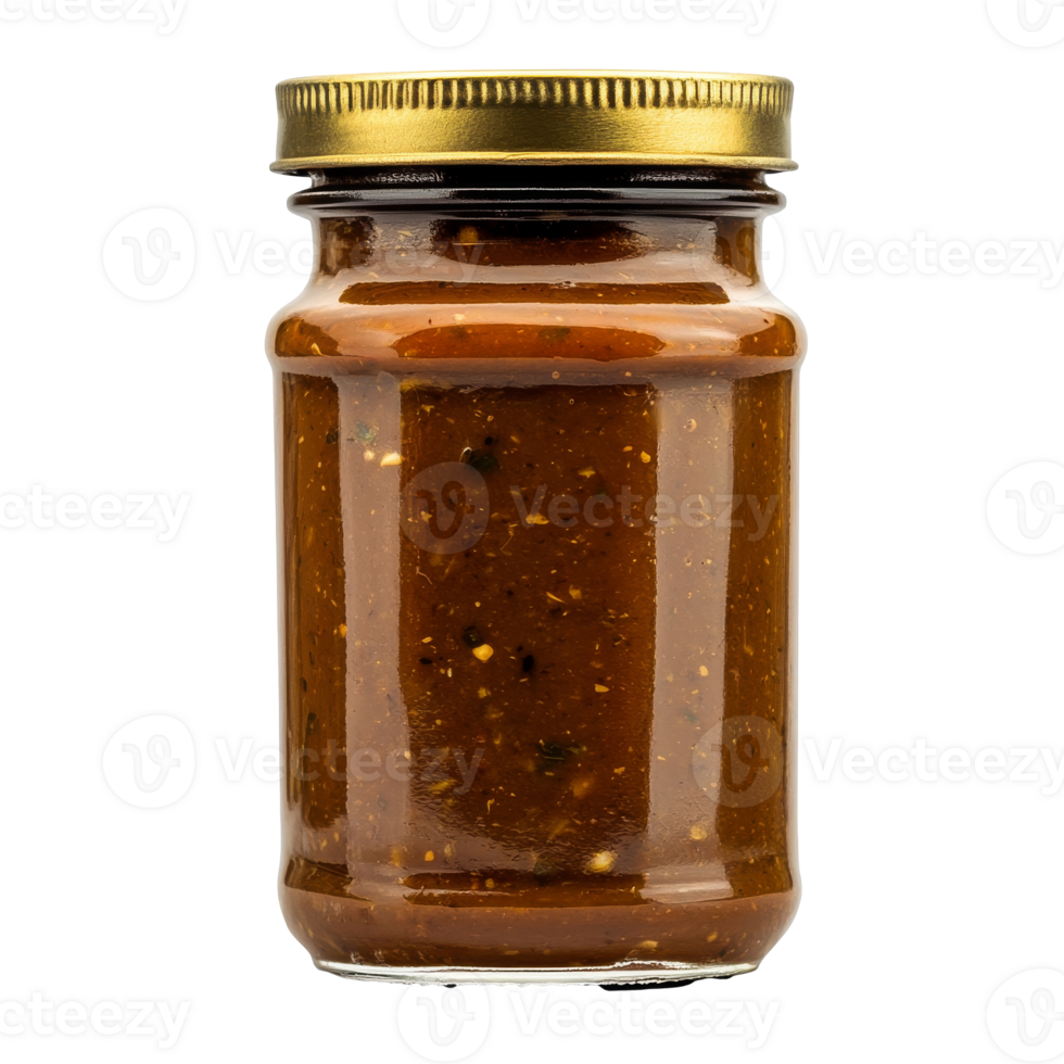 Spicy homemade BBQ sauce in a jar transparent png