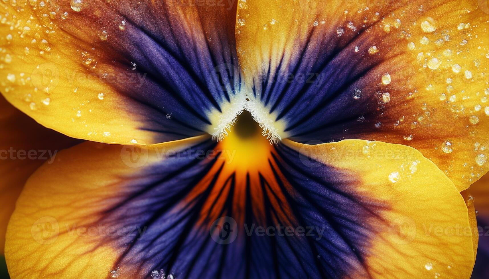 Pansy flower extreme closeup macro photo detail foliage petal surface