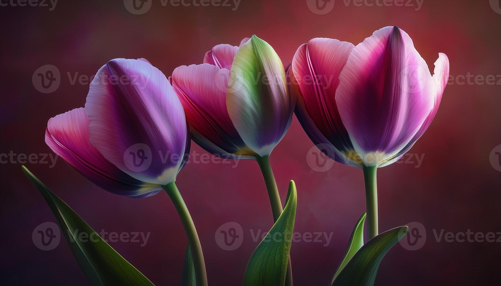 Tulip beauty pink flower darkness blurred background photo