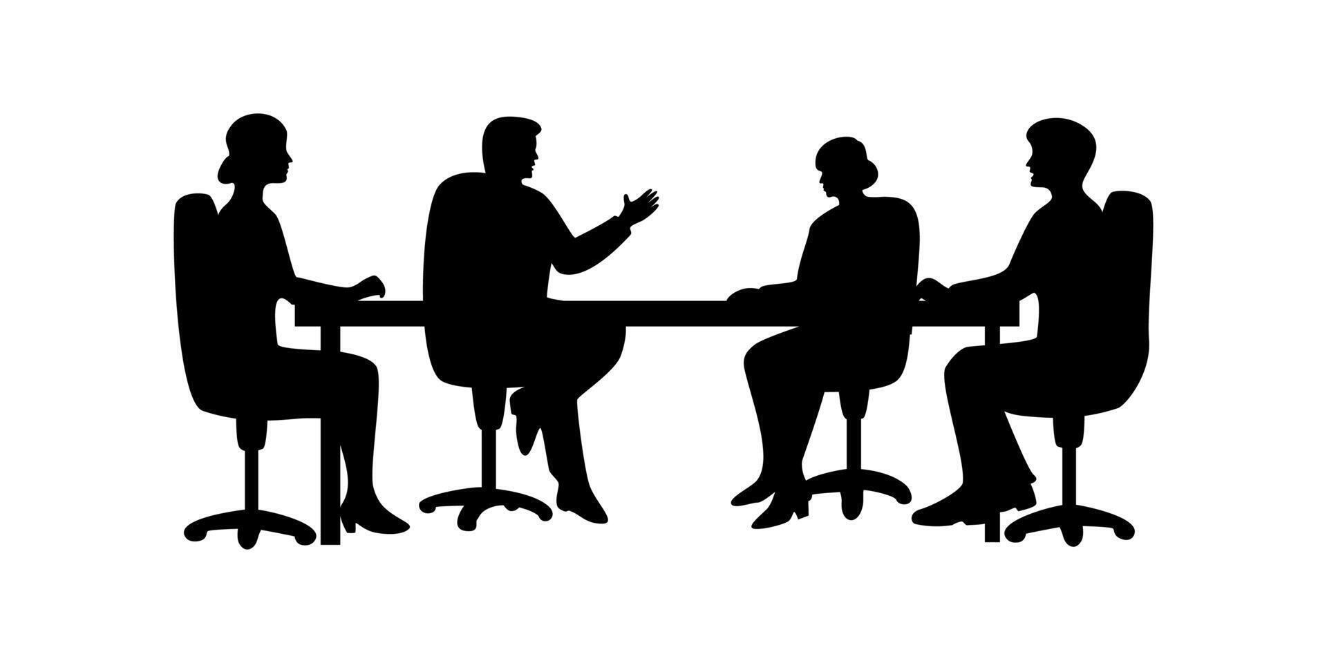 business meeting silhouette design. teamwork discussion illustration. vector