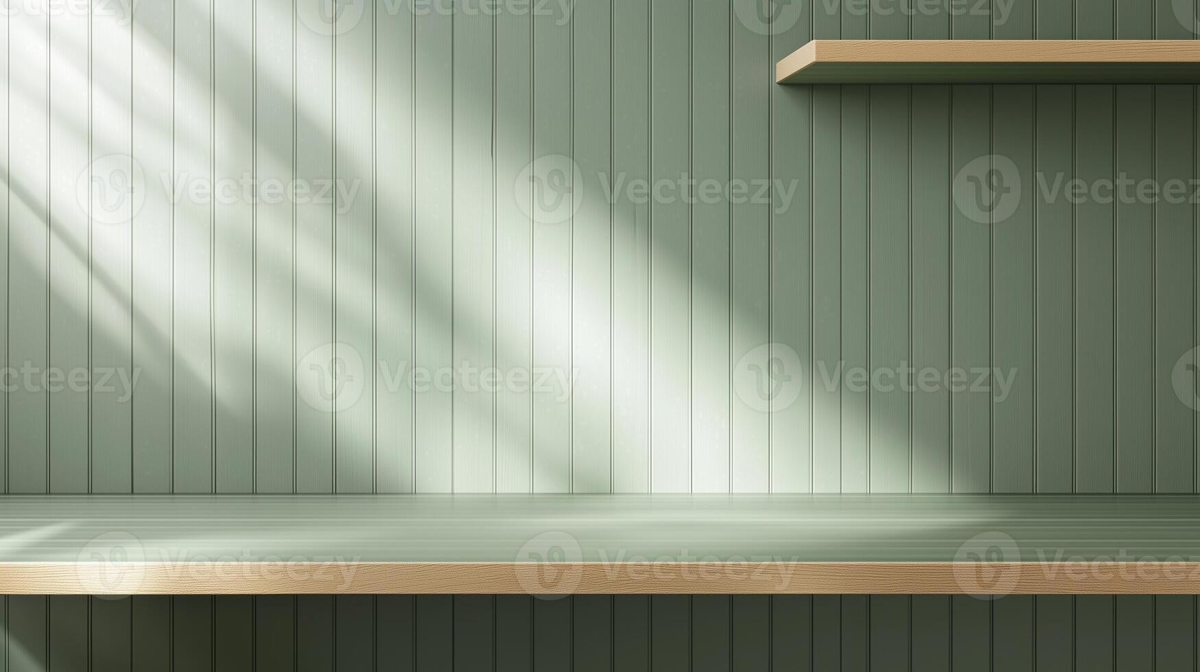 Luxury green wooden countertop spotlight display branding product promotion presentation photo