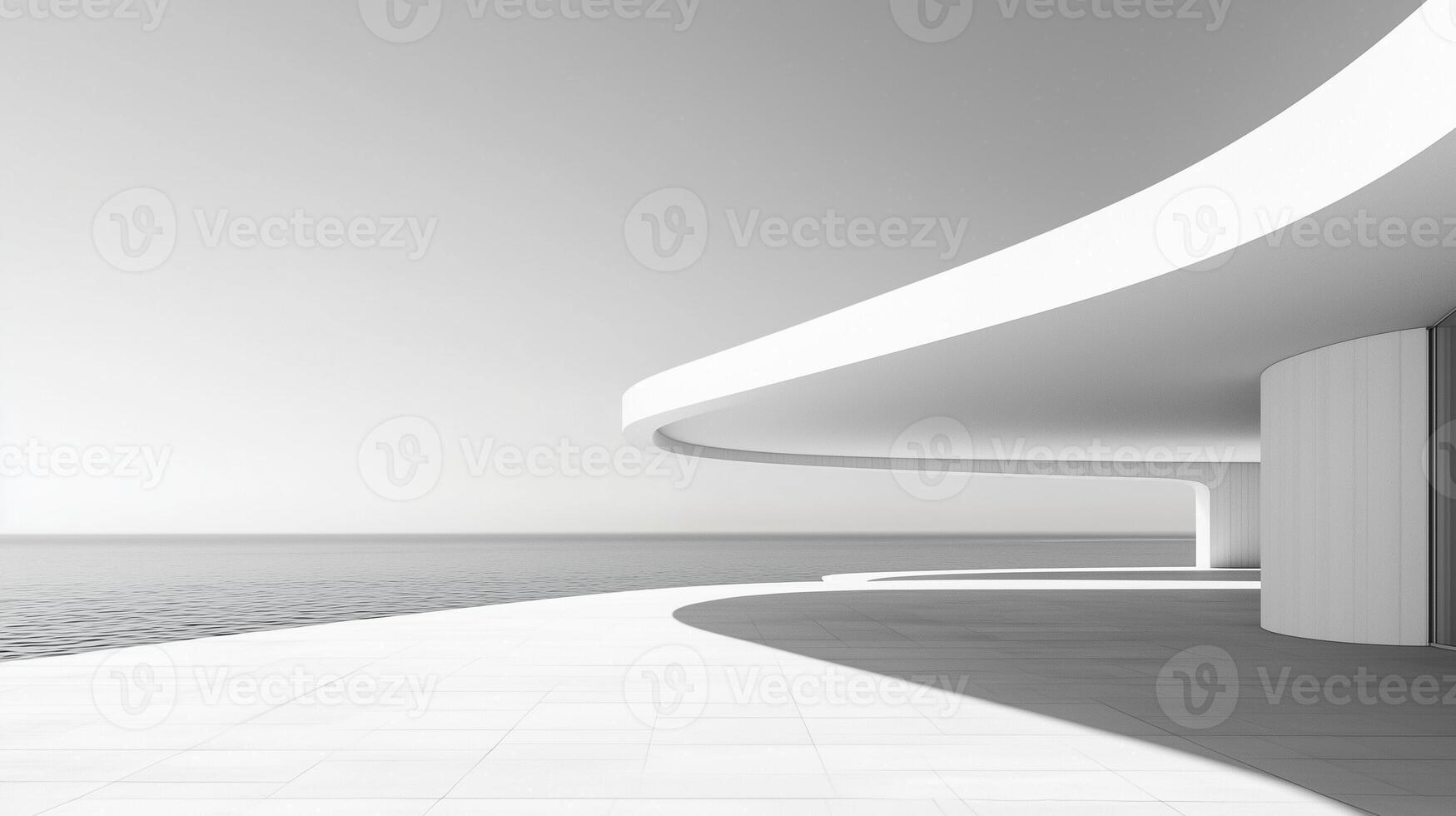 White modern contemporary architecture minimalist geometric construction building with sky photo