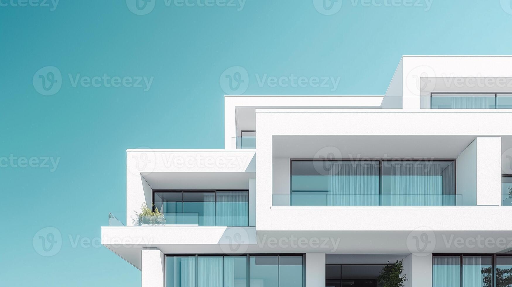 White modern contemporary architecture minimalist geometric construction building photo