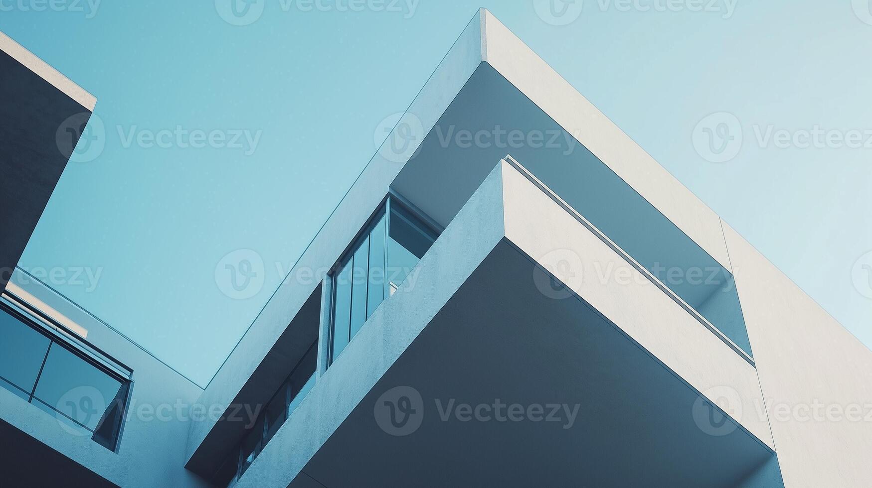 White modern contemporary architecture minimalist geometric construction building photo
