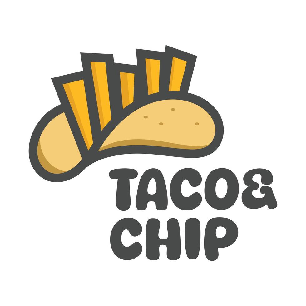 taco and chip minimalist logo design vector
