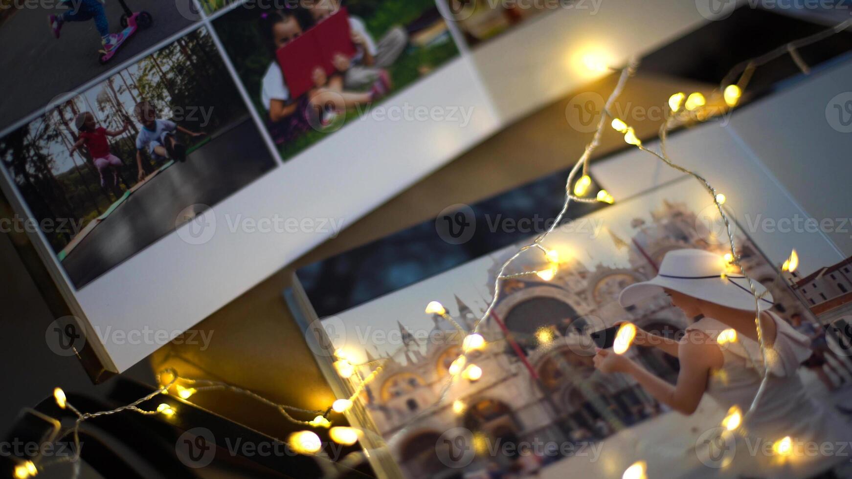 Summer photo album of journey in summer trip . instant photo of vintage film camera - vintage and retro style