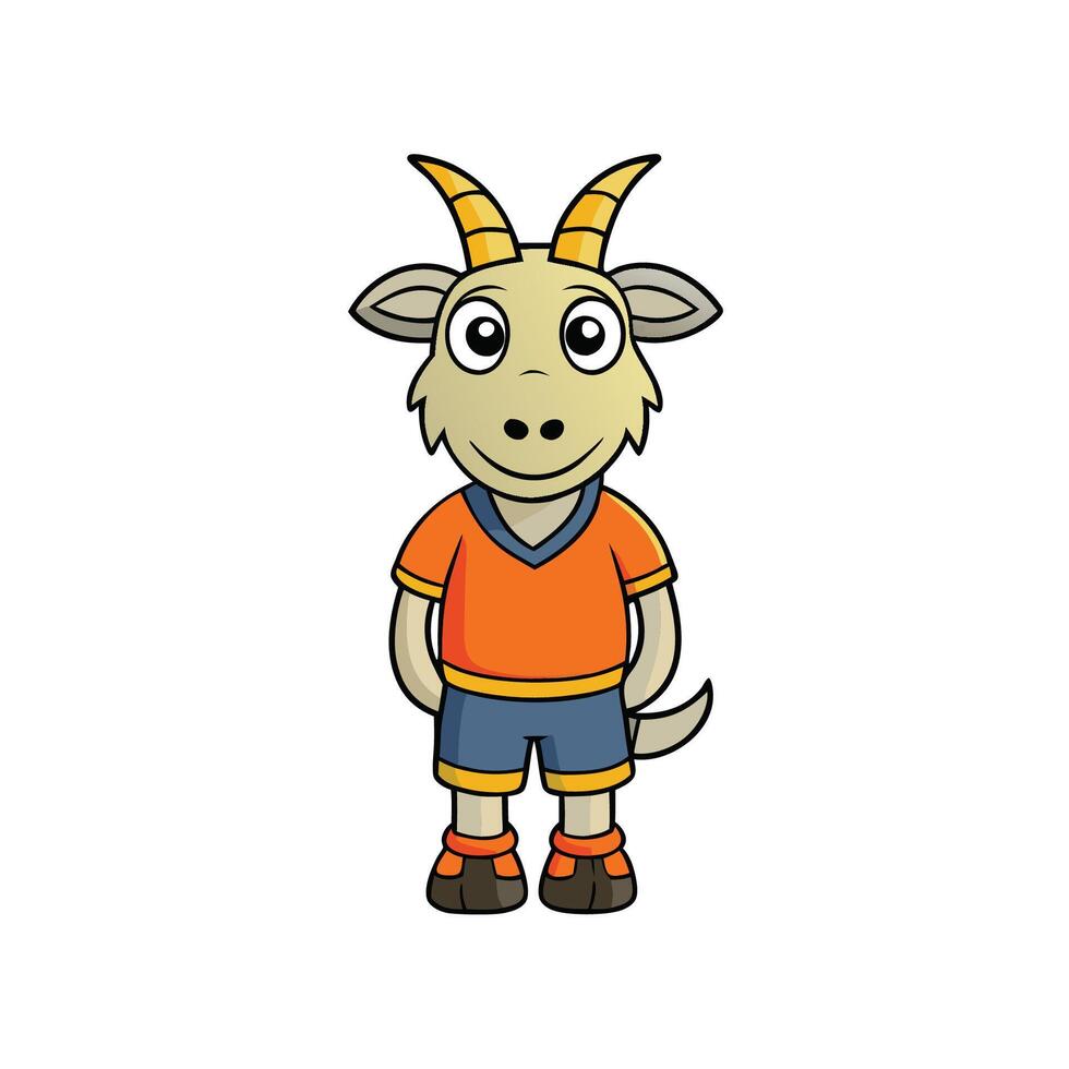 Goat in orange shirt and shorts illustration vector