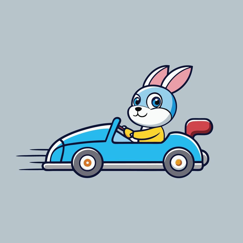A cartoon rabbit driving a car vector