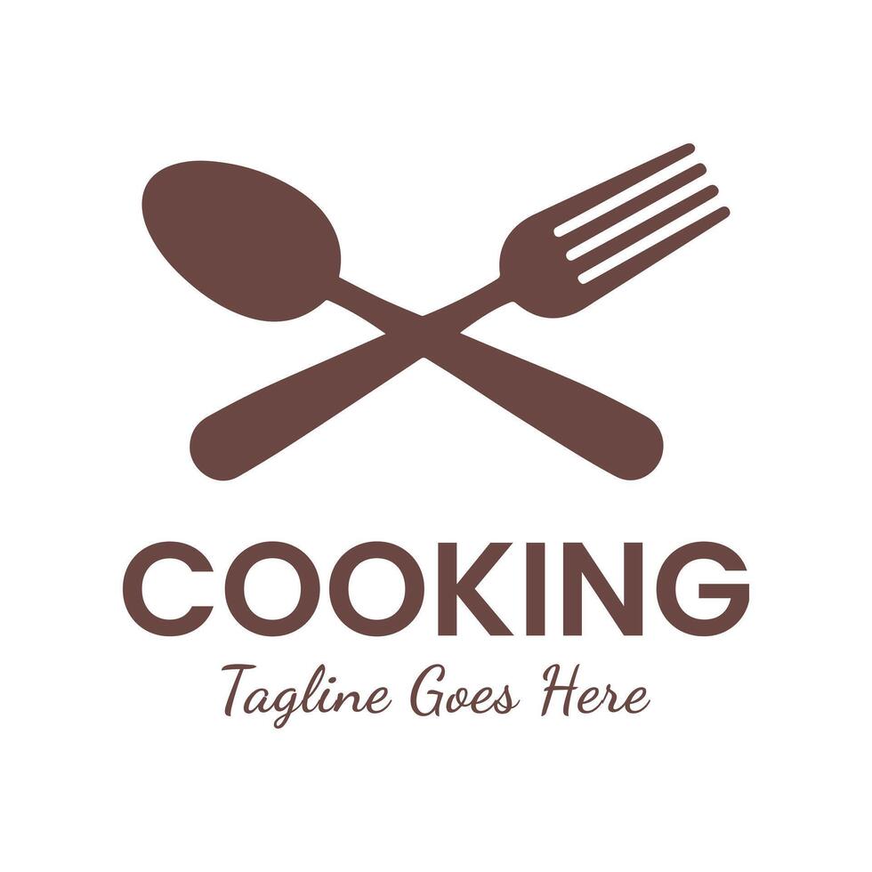 Retro Vintage with Crossed Spoon and Fork for Food Catering Restaurant Illustration vector