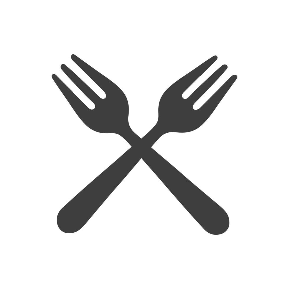 Crossed Forks Icon Restaurant Logo Design Illustration vector
