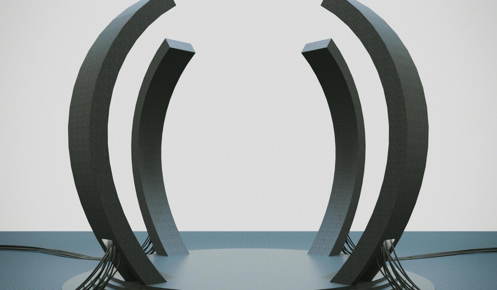 Cement Base Hologram Holographic Base Sci fi Robot Circle Base for High Tech Product Display Studio Platform Cyberpunk Product Podium Grunge Texture Futuristic Technology Scene Concept 3D Rendering photo