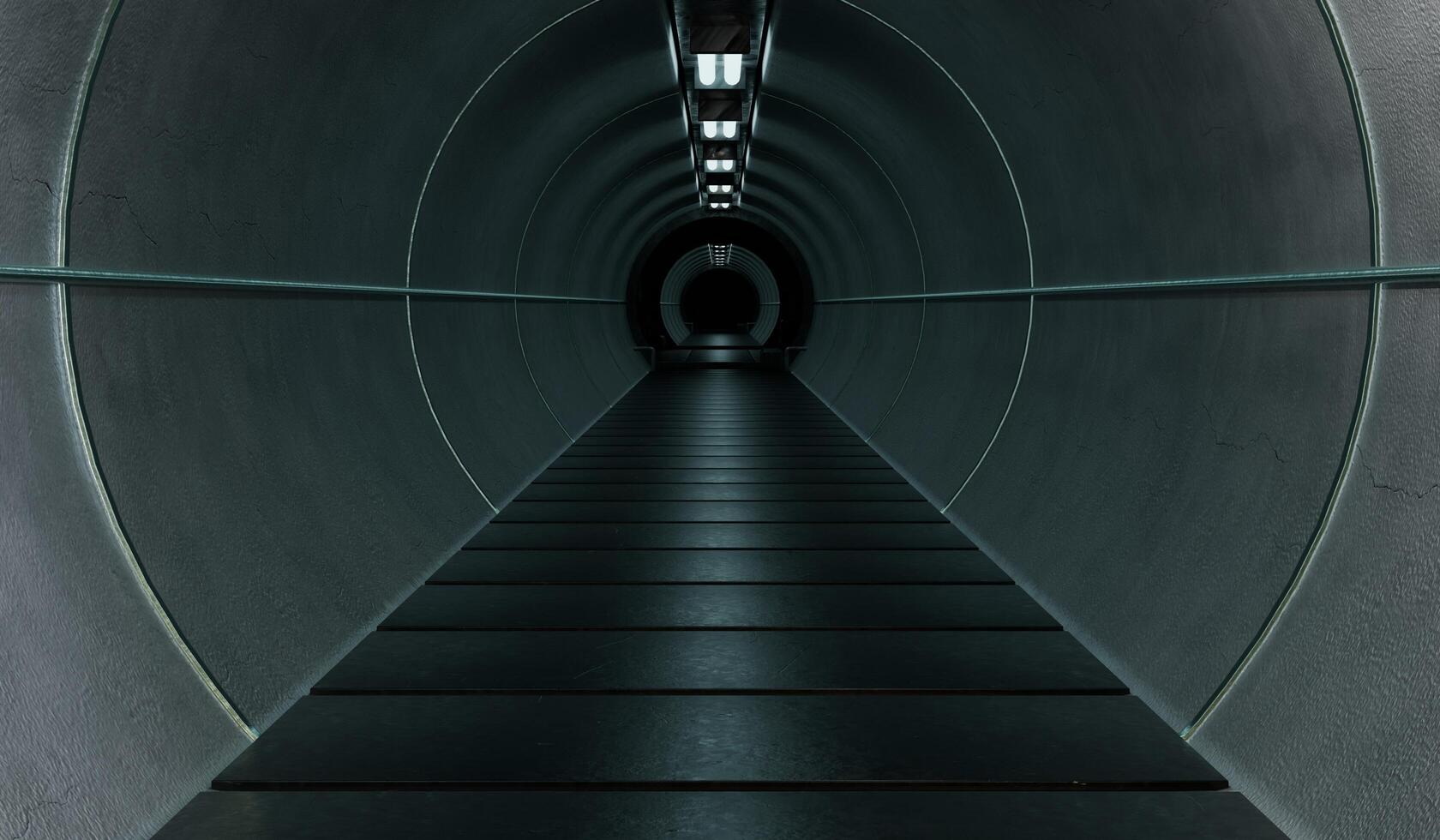 Future tunnel, sci fi spaceship corridor, science fiction background, technology tunnel corridor, 3d render photo