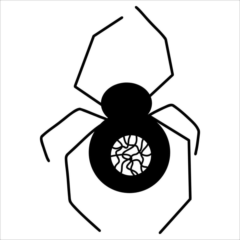 Hand drawn black spider isolated. spider vector